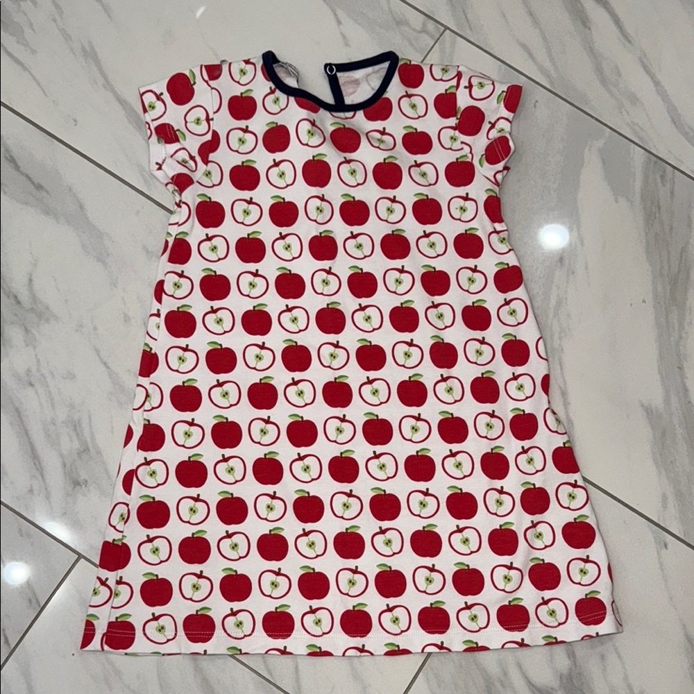 Apple Print Kids Dress - Red and White